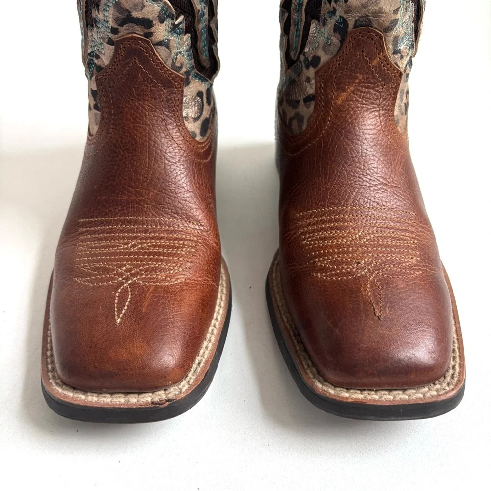 Ariat Koel VentTEK Western Brown Leather Cowboy Boots Youth Size 1